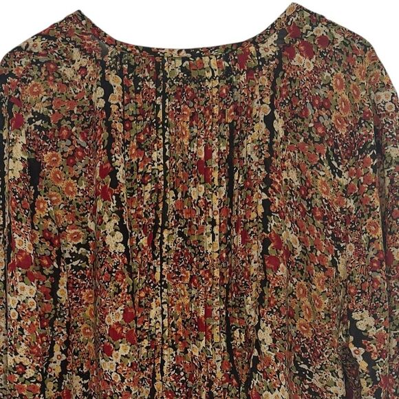 Roaman’s Floral Pleated Top Womens 26W Split Neck 3/4 Sleeve Lightweight Blouse - Picture 4 of 7